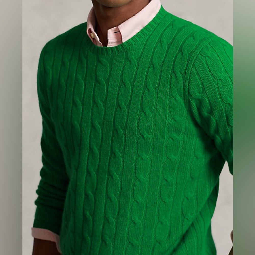 🔥🔥Polo Ralph Lauren The Iconic Cable-Knit Cashmere Sweater, green,M, L🔥🔥 - Picture 5 of 11